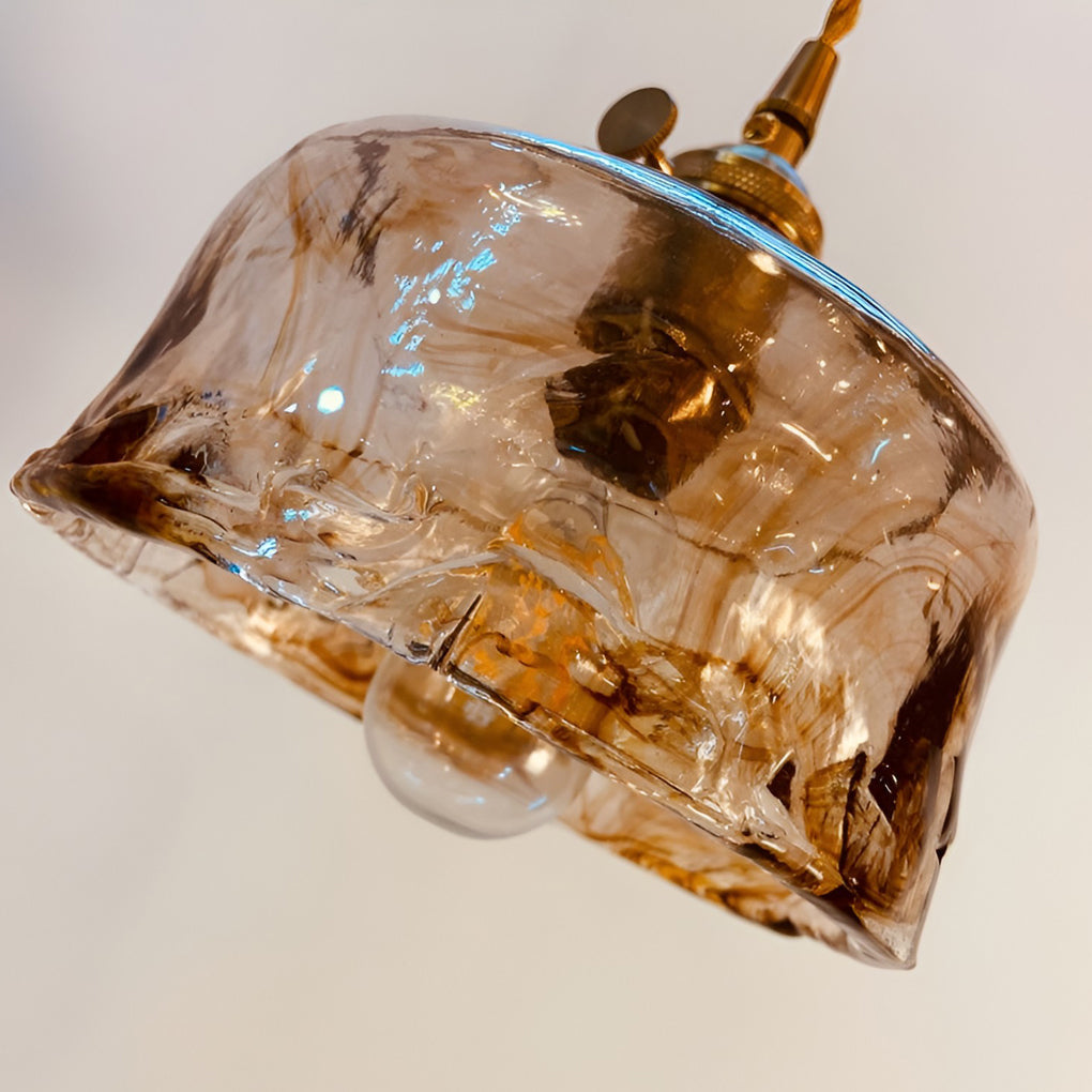 Modern Glass Pendant Light with Electroplated Metal Finish
