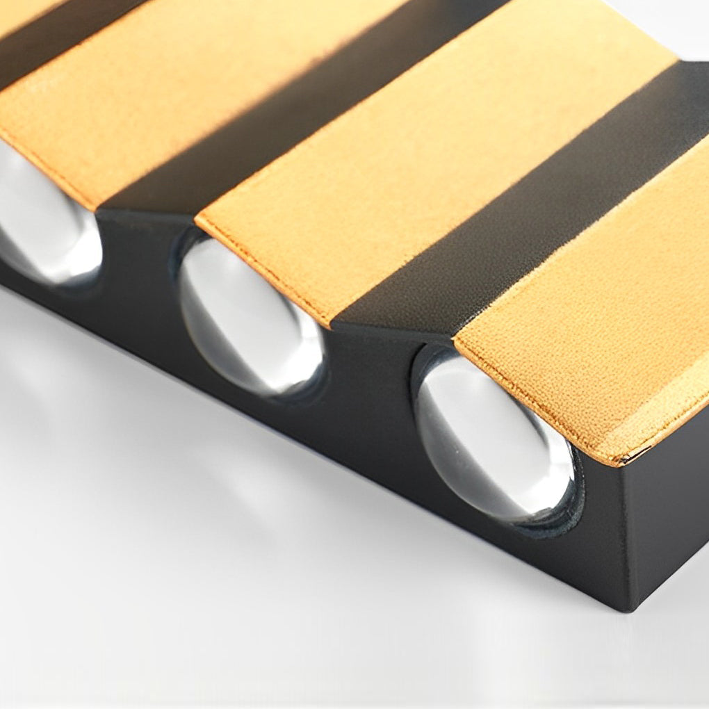 Modern Aluminum LED Outdoor Up Down Wall Light Black Gold Finish