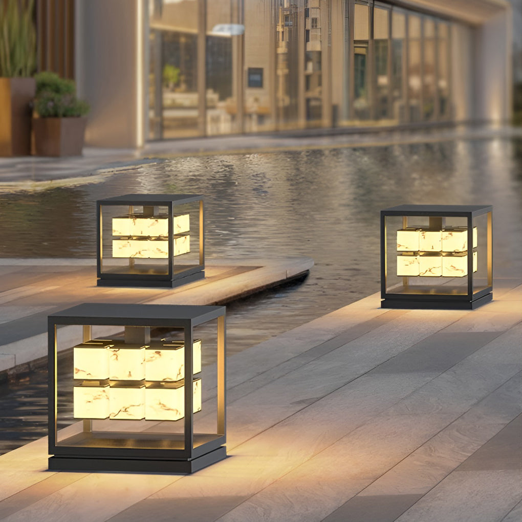 Square Solar LED Outdoor Post Cap Light - Waterproof Deck Pillar