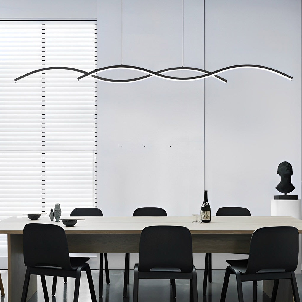 Modern Wave Pendant Light - Aluminum LED Dining Room Chandelier