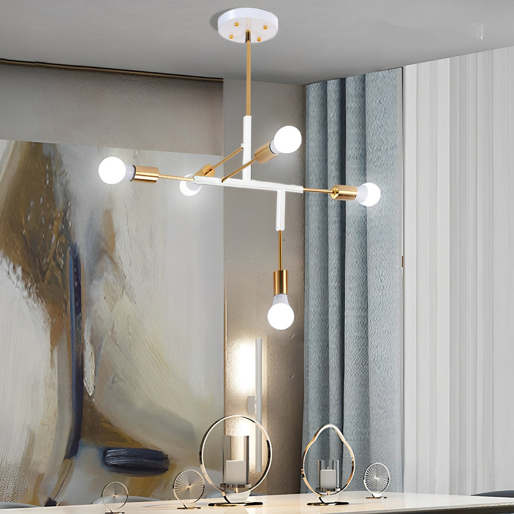 5-Light Branch Modern Chandelier – Electroplated Iron Ceiling Light