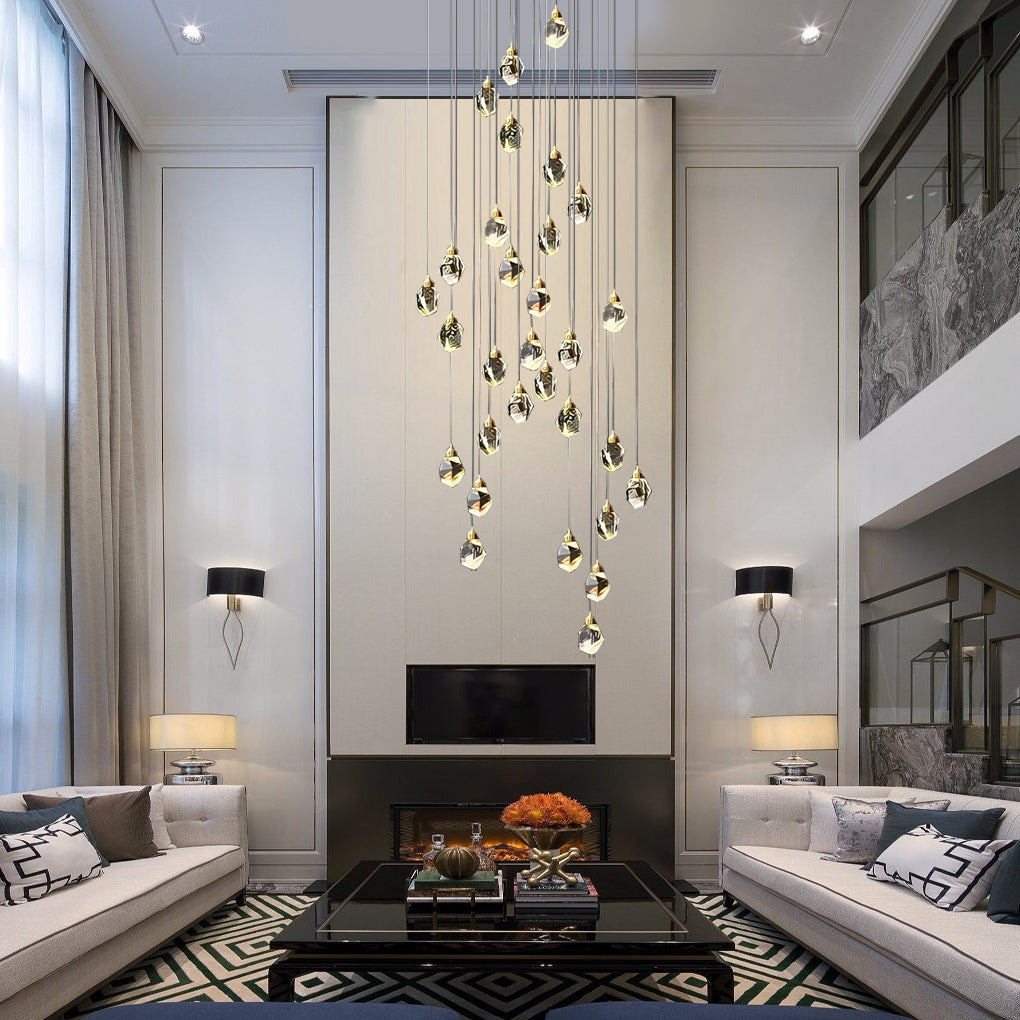 Spiral Crystal Staircase Chandelier Modern Electroplated Gold