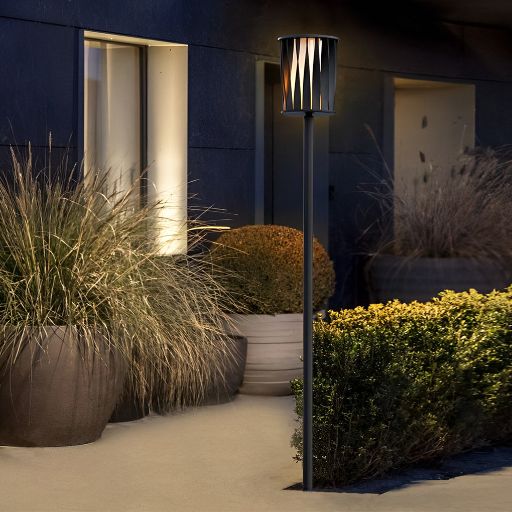 Modern Outdoor Floor Lamp with Rotating Slats & IP65 Waterproof