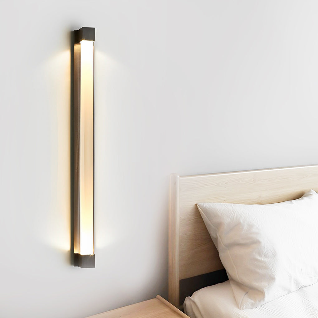 Modern Crystal Strip LED Wall Sconce with Metal Frame