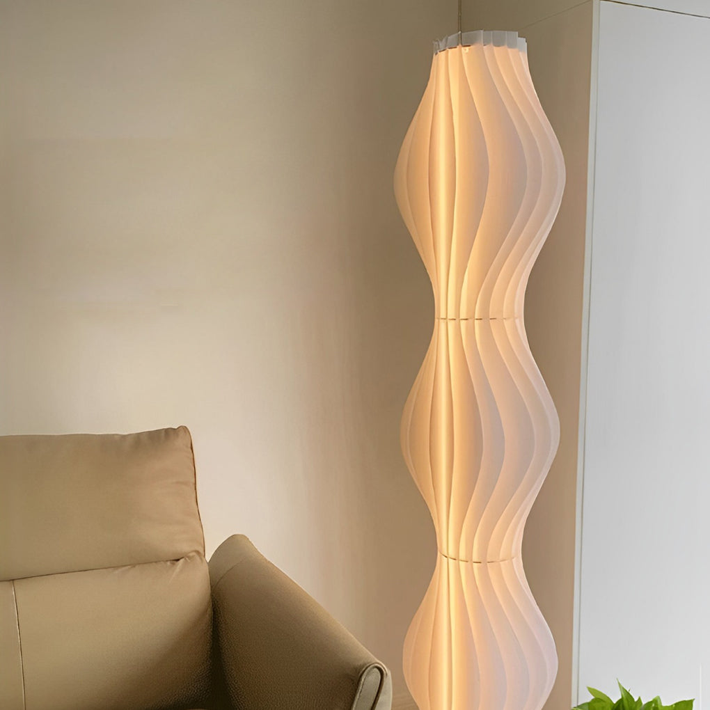 Modern Coastal Wavy Acrylic LED Floor Lamp White 68"