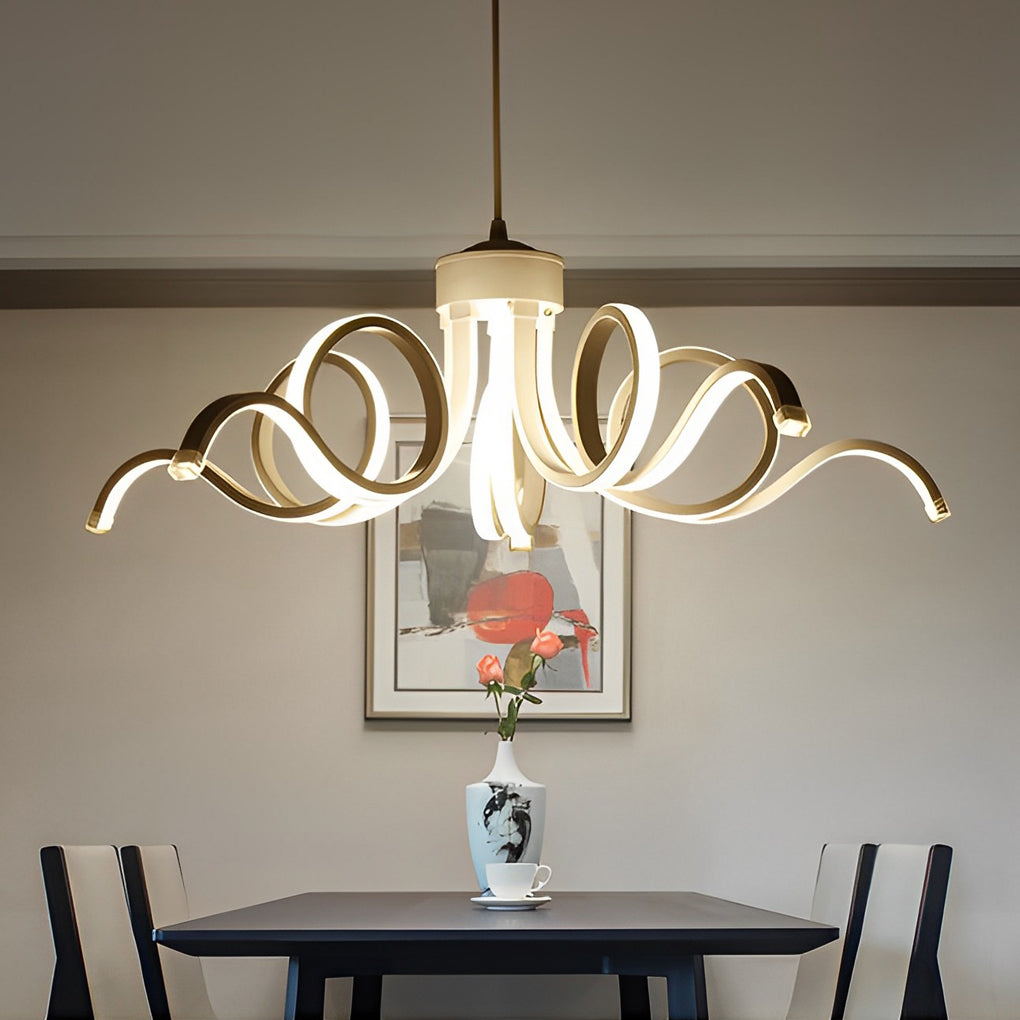 Modern Flower Petal LED Chandelier with Stepless Dimming - White