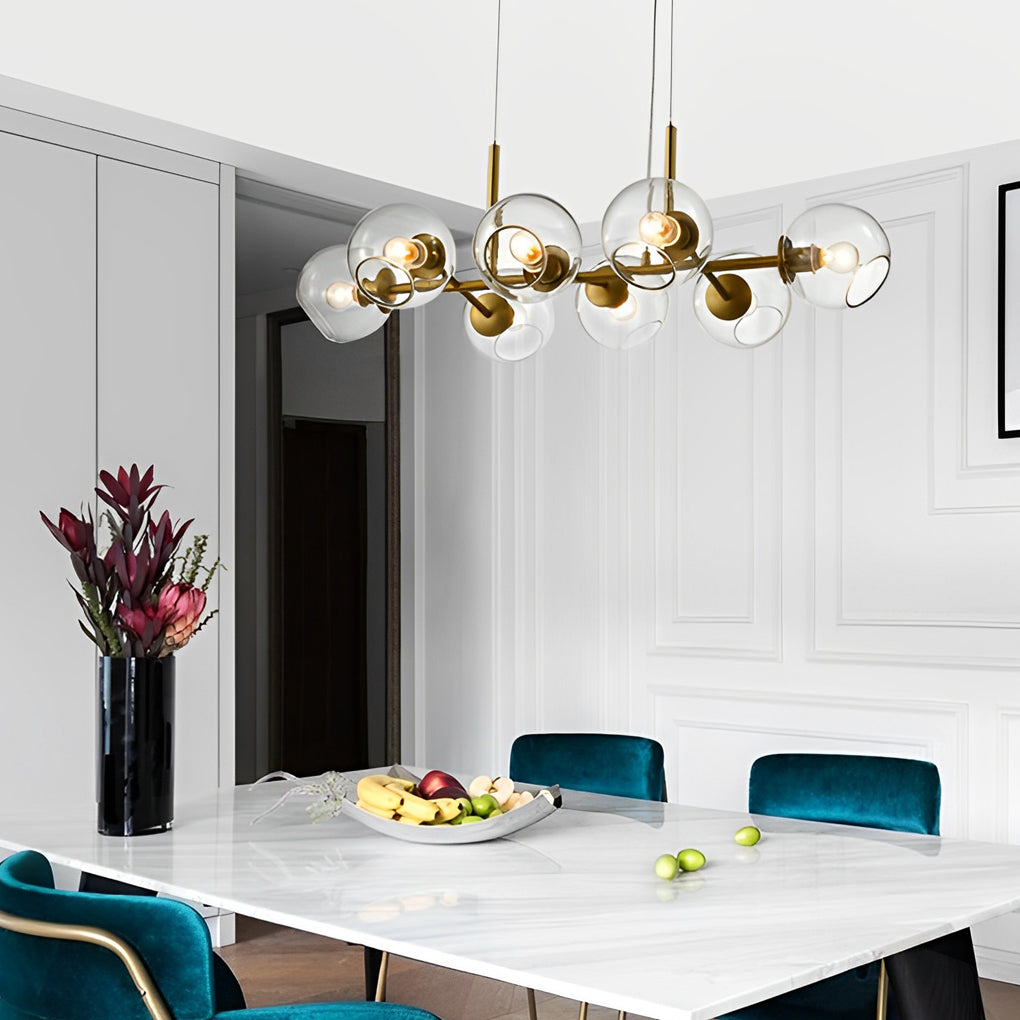8-Light Glass Shade LED Chandelier Modern Dining Room Fixture