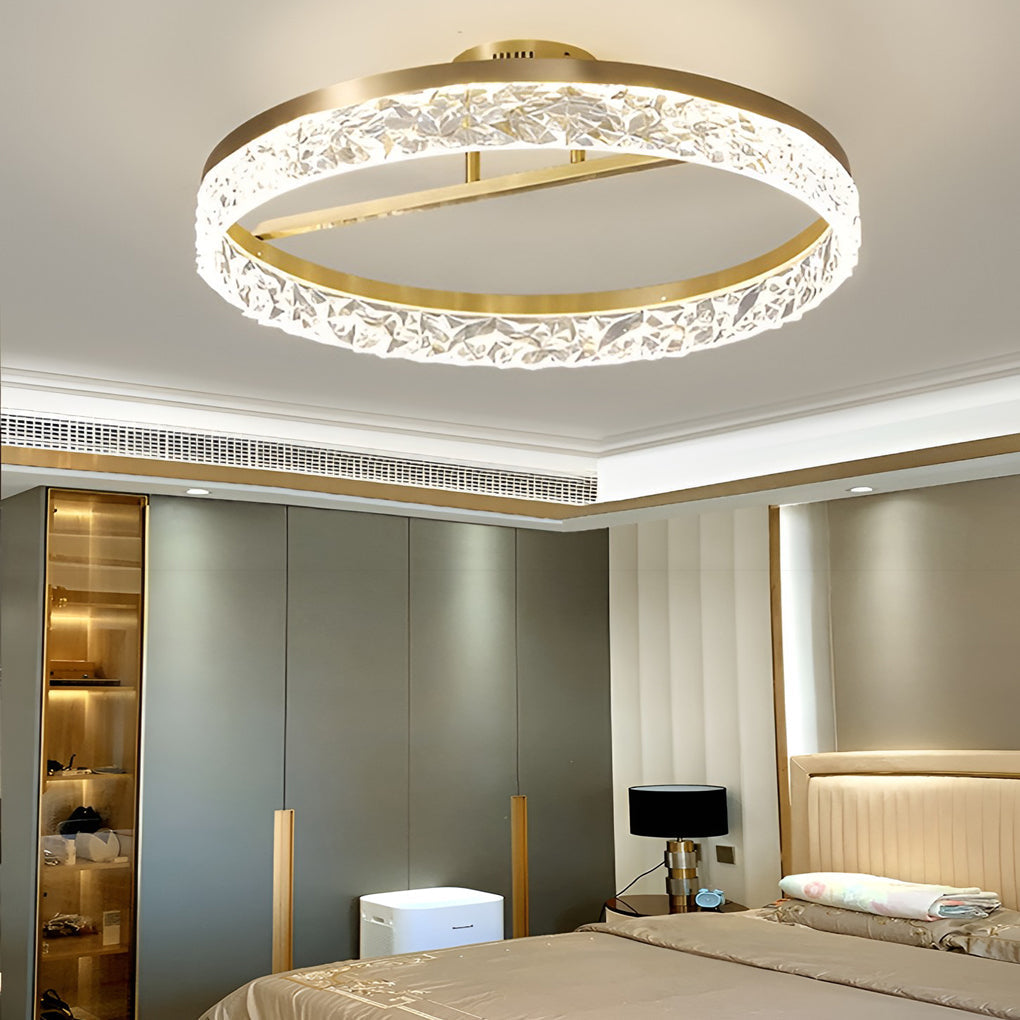Modern Round Gold Ceiling Light 60W LED Flush Mount Acrylic Lamp