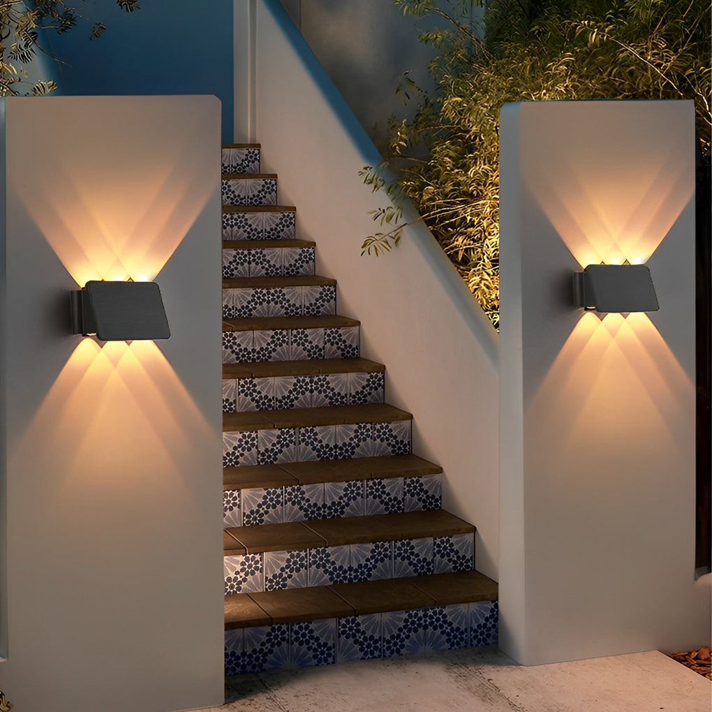 Modern Solar LED Up Down Wall Light Waterproof Outdoor Sconce