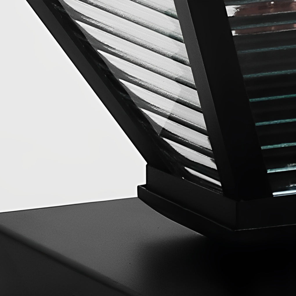 Geometric Solar Fence Post Light - Waterproof Stainless Steel Black