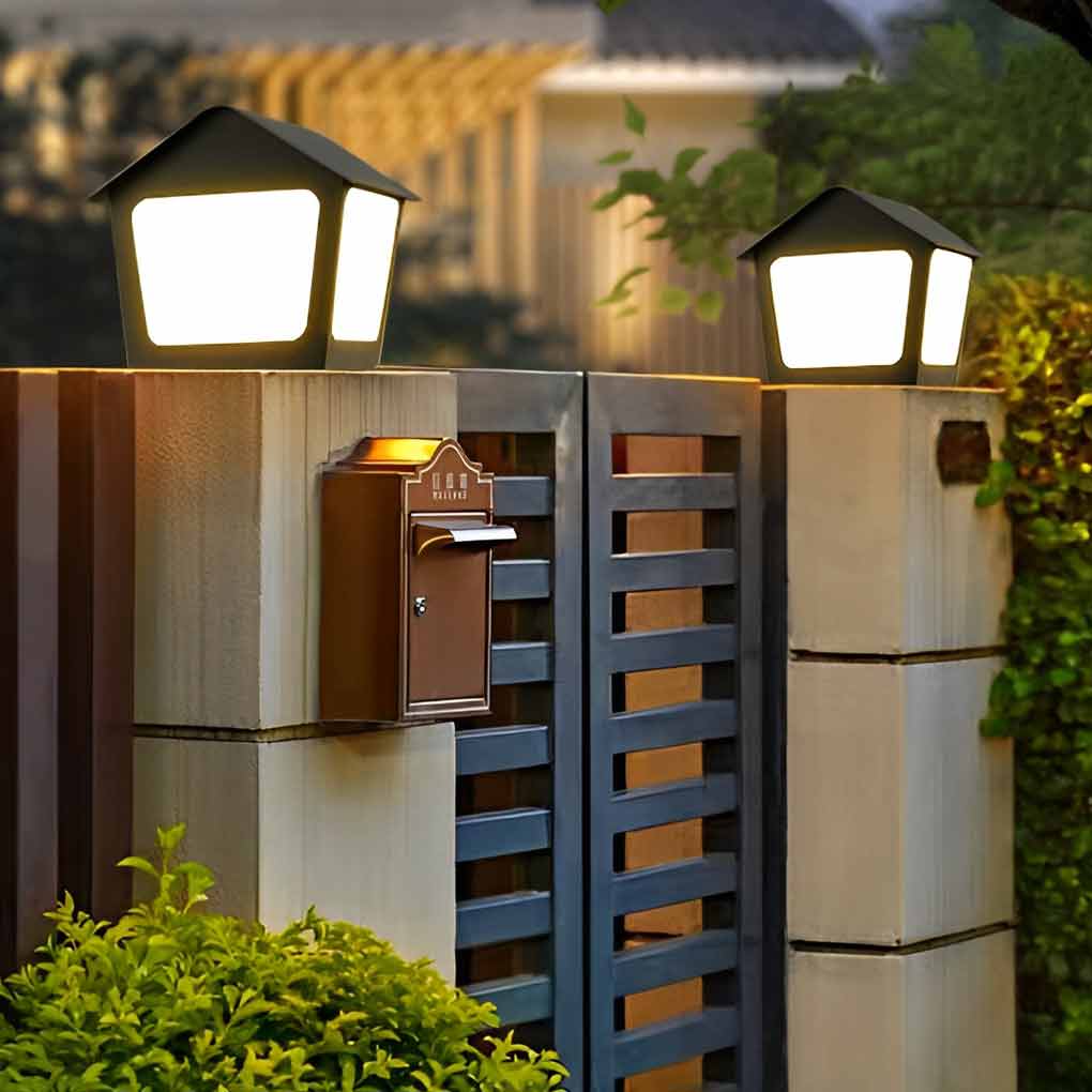 Modern Cottage Solar Fence Post Light - Stainless Steel Black