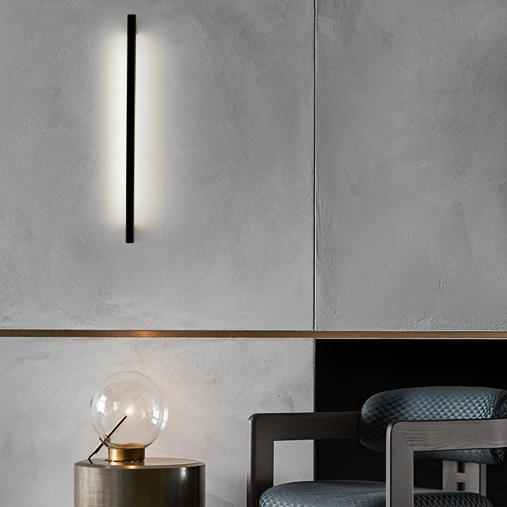 Minimalist LED Strip Wall Light with 3-Step Dimming - Black Iron