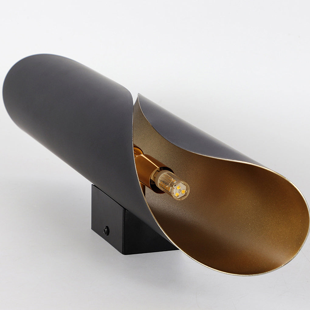 Modern Arc Wall Sconce – Industrial Metal Design with Gold Accent