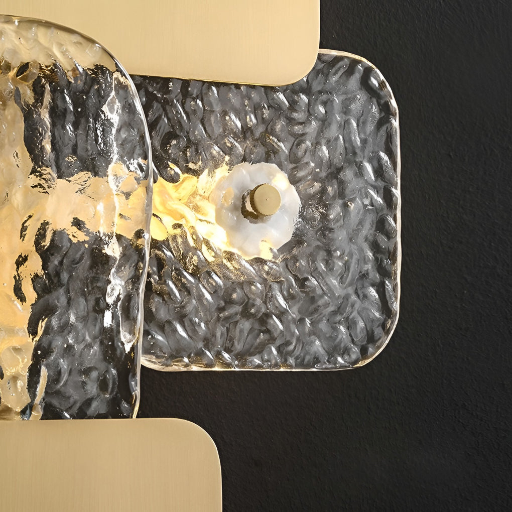 Modern Rounded Square Glass Copper LED Wall Sconce