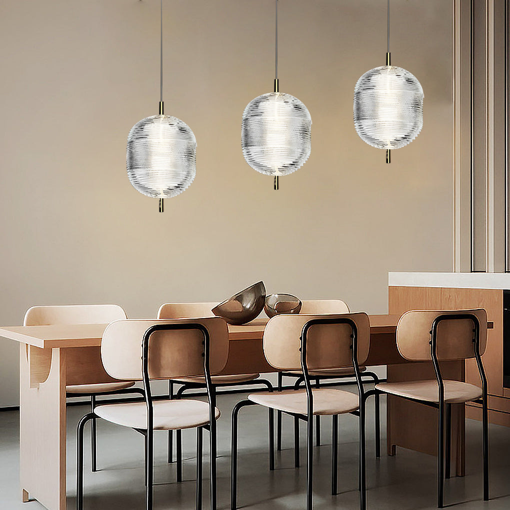 Modern Glass Shade LED Pendant Light – Iron Frame, Nordic Design