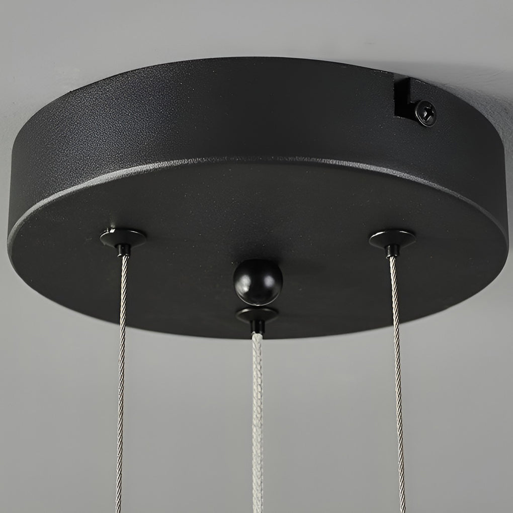 Modern Round LED Pendant Light Black Iron Acrylic Plate Design