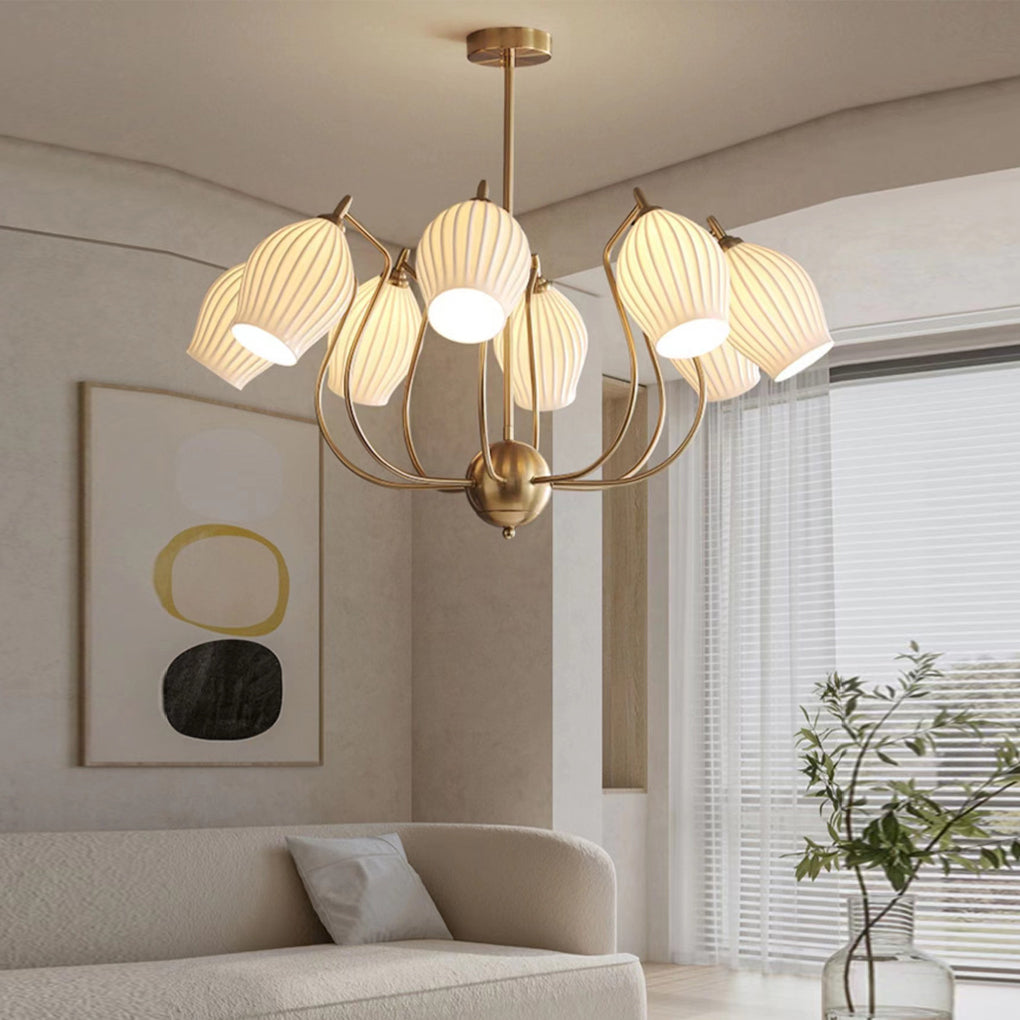 Ceramic Flower Chandelier – Modern Warm White Ceiling Light