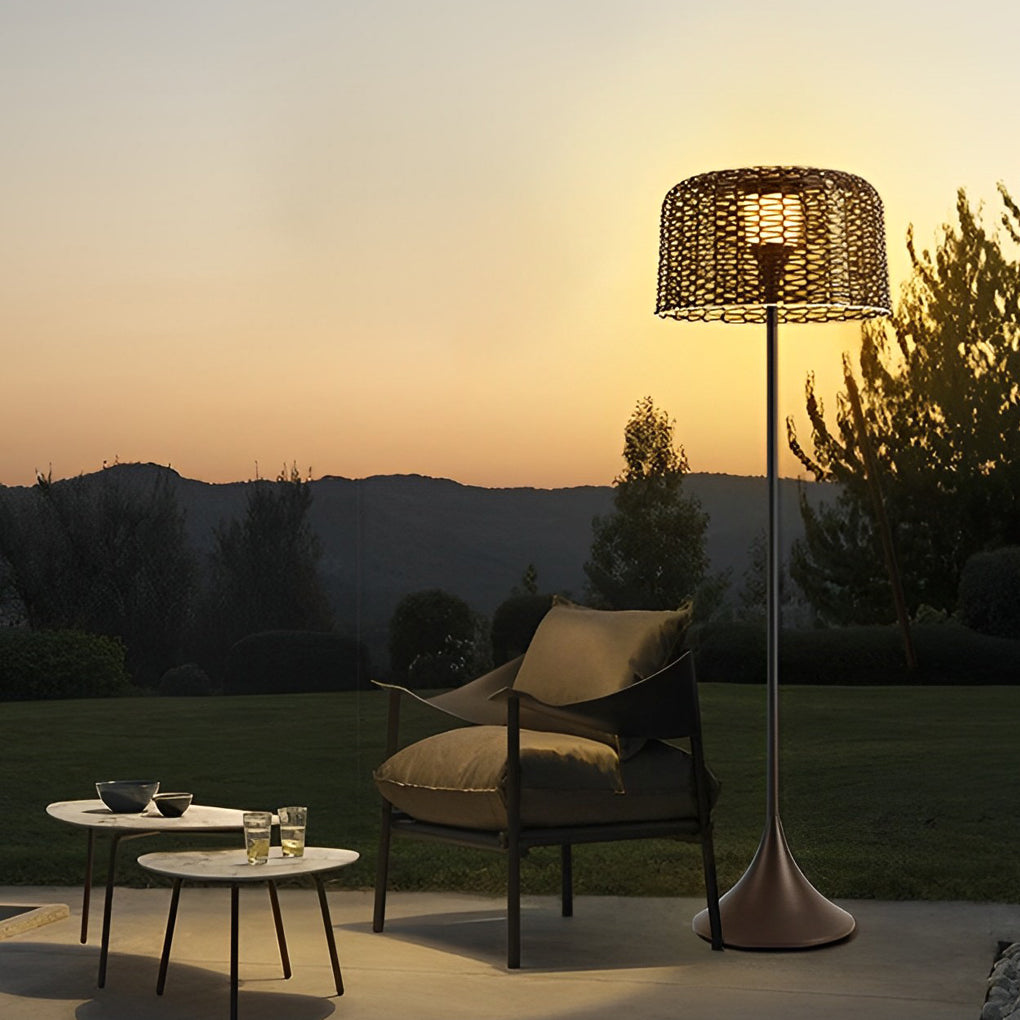 Modern Mesh Solar Outdoor Floor Lamp - Stainless Steel