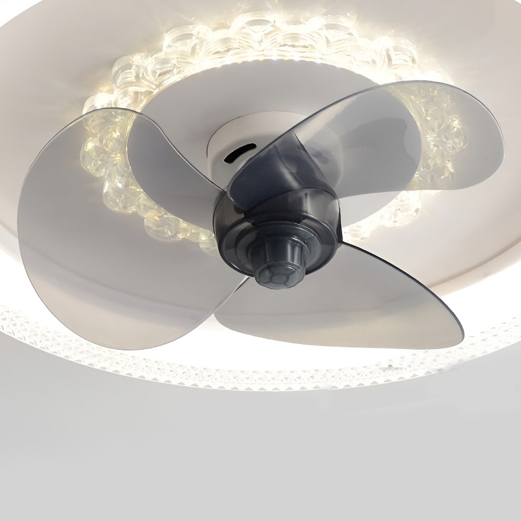 Modern LED Ceiling Fan Light with Dimmable Remote & 360° Rotation
