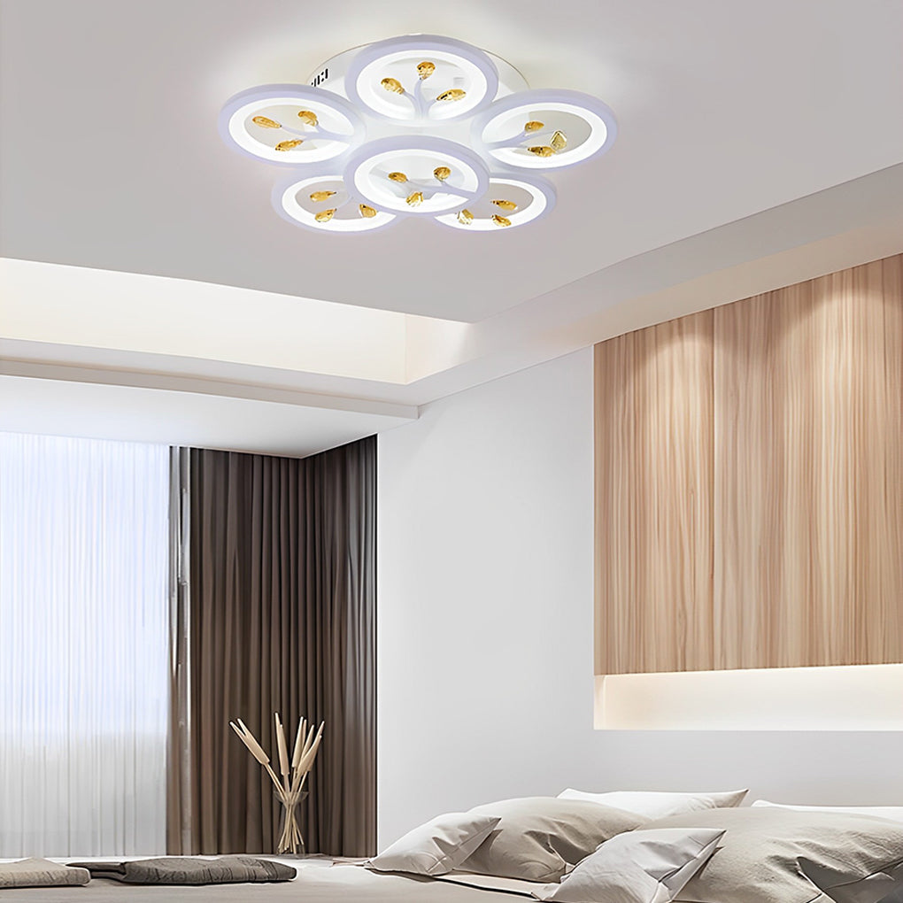 16-Light Flower Dimmable LED Flush Mount Ceiling Light White