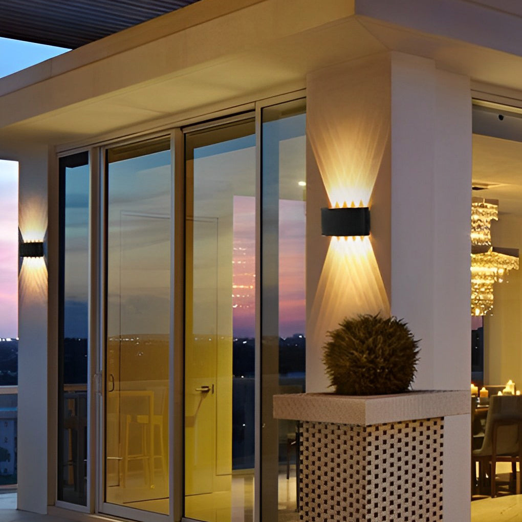 Modern Black LED Outdoor Wall Light Waterproof Up Down Washer Lamp