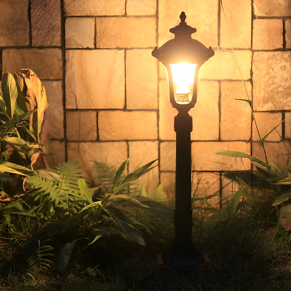 Vintage Black Outdoor Lawn Post Light with Water Glass Lens
