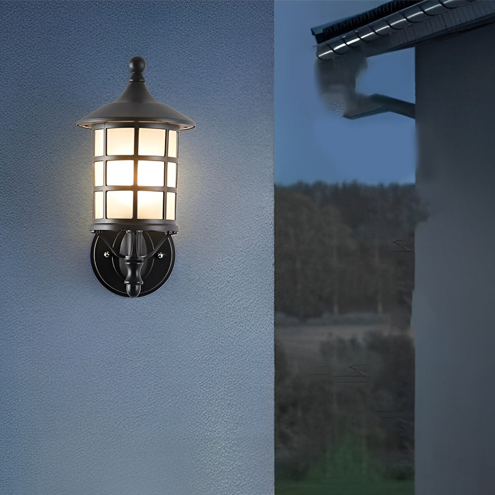 Modern Round Solar Wall Sconce - Black Aluminum & Glass Outdoor