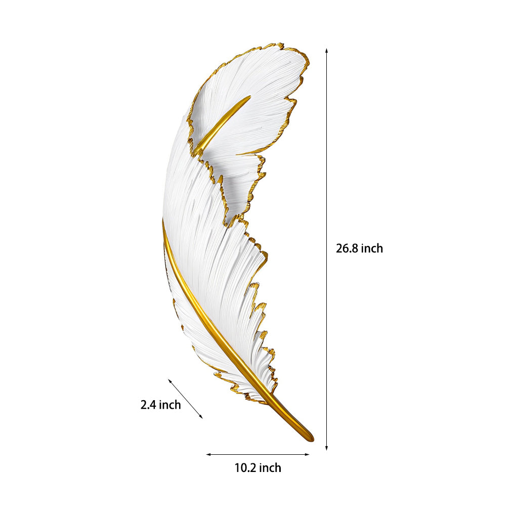 Modern Feather Resin Wall Sconce with Dimmable LED Strip - White