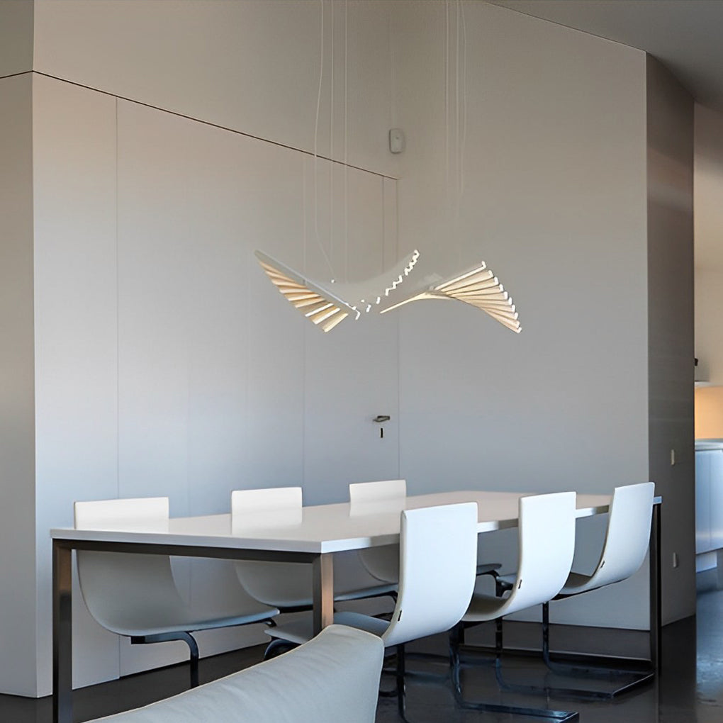 Modern Fishbone Wave LED Chandelier with Dimmable Remote Control