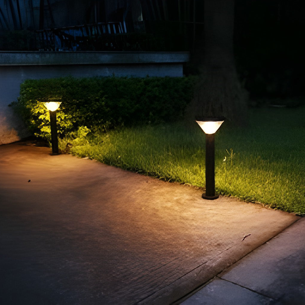 Solar LED Pathway Light Black Cylindrical Outdoor Landscape Lighting