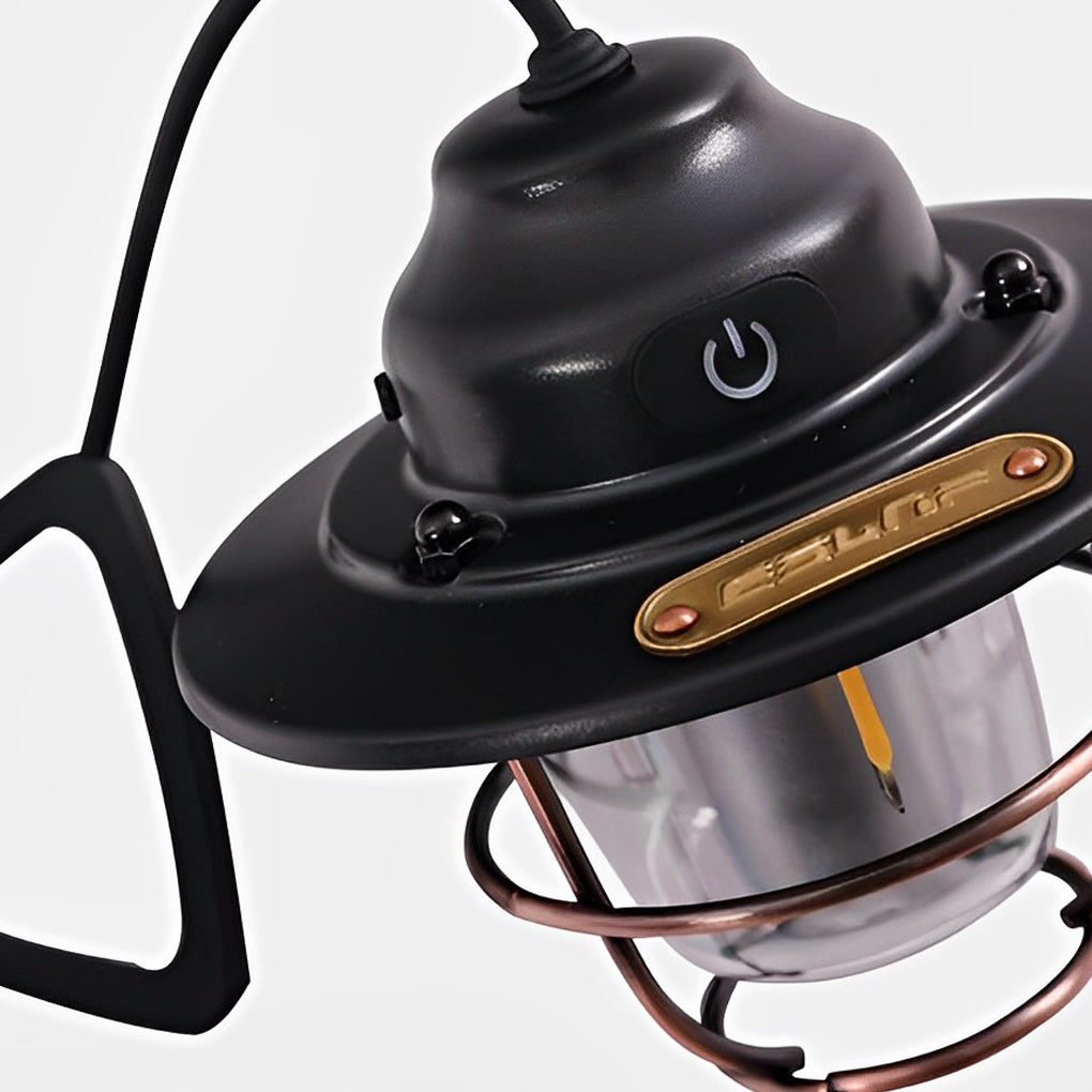 Retro LED Rechargeable Outdoor Camping Lantern with USB Charging