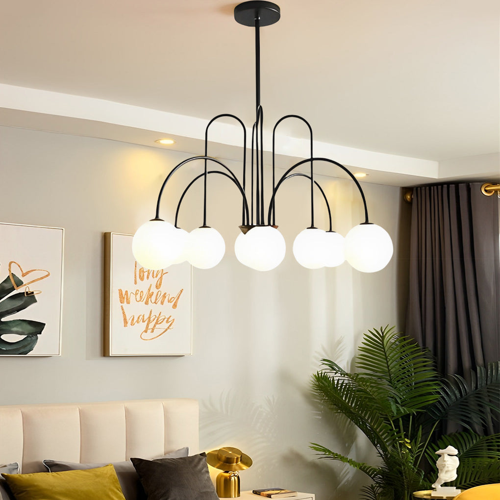 Modern Glass Iron Chandelier 6/8 Lights Nordic Design Ceiling Light