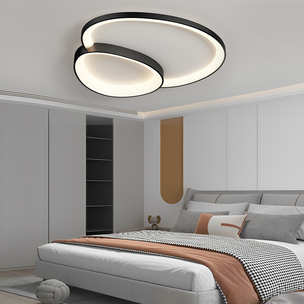 Geometric Line LED Flush Mount Ceiling Light with 3-Step Dimming