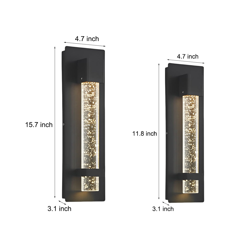 Modern Bubble Glass Outdoor Wall Light - Waterproof Black Sconce