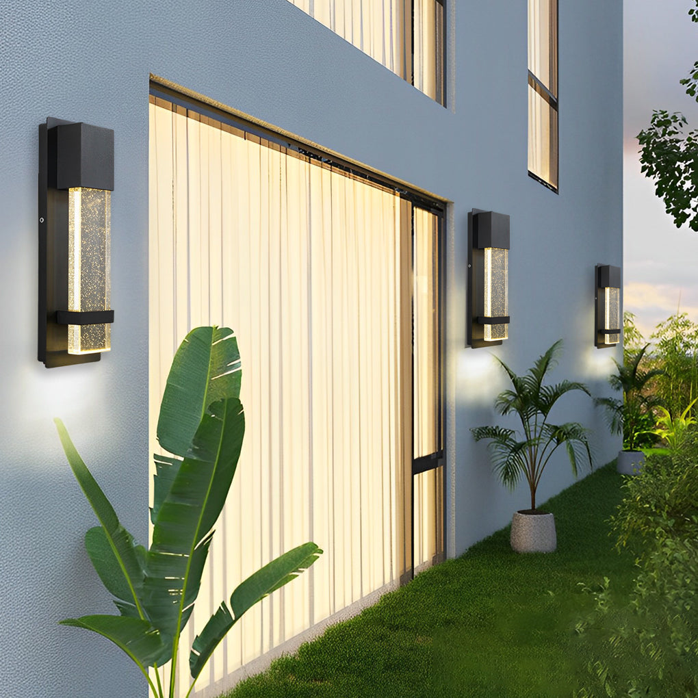 Crystal Bubble Glass Motion Sensor Outdoor Wall Lamp - Black