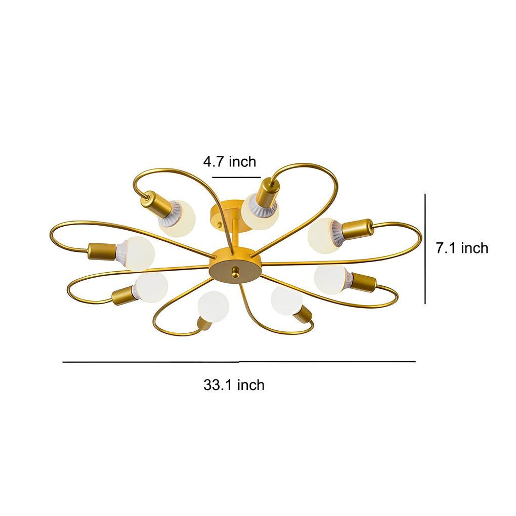 Nordic Flower Iron Semi Flush Mount Ceiling Light