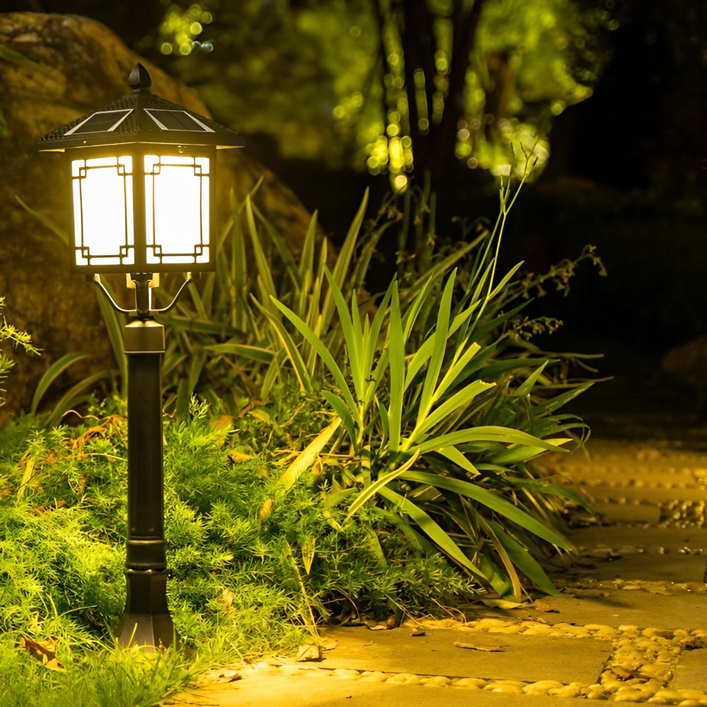 Solar LED Post Light with 3-Step Dimming | Aluminum & Glass