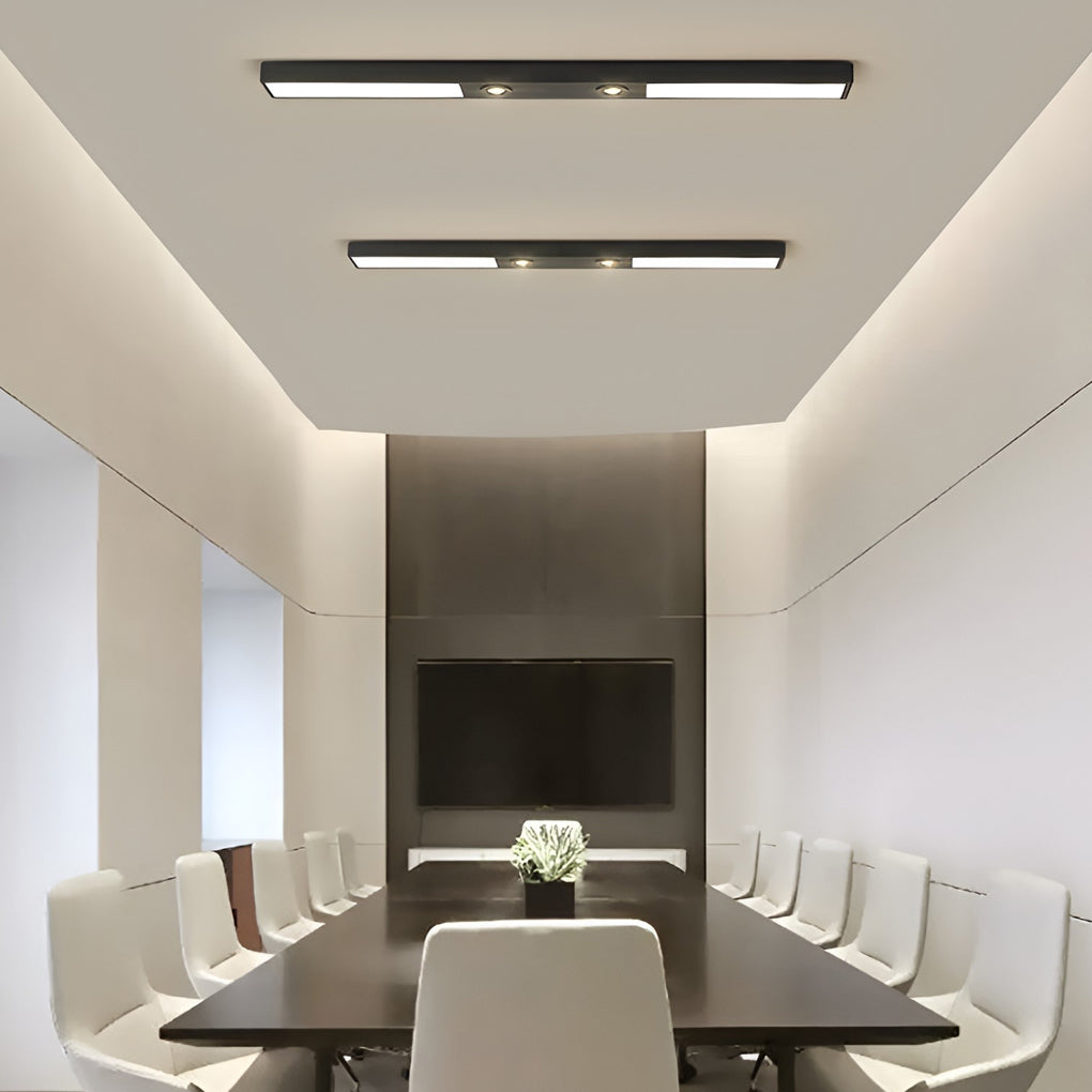 Linear LED Black Ceiling Light with Adjustable Spotlights