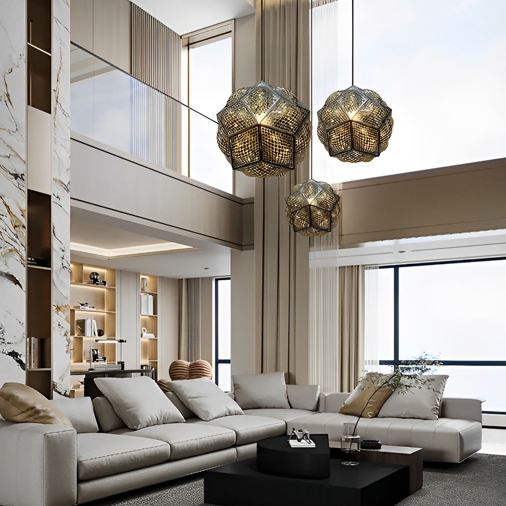 3D Geometric Stainless Steel Pendant Light - Modern Spherical Design