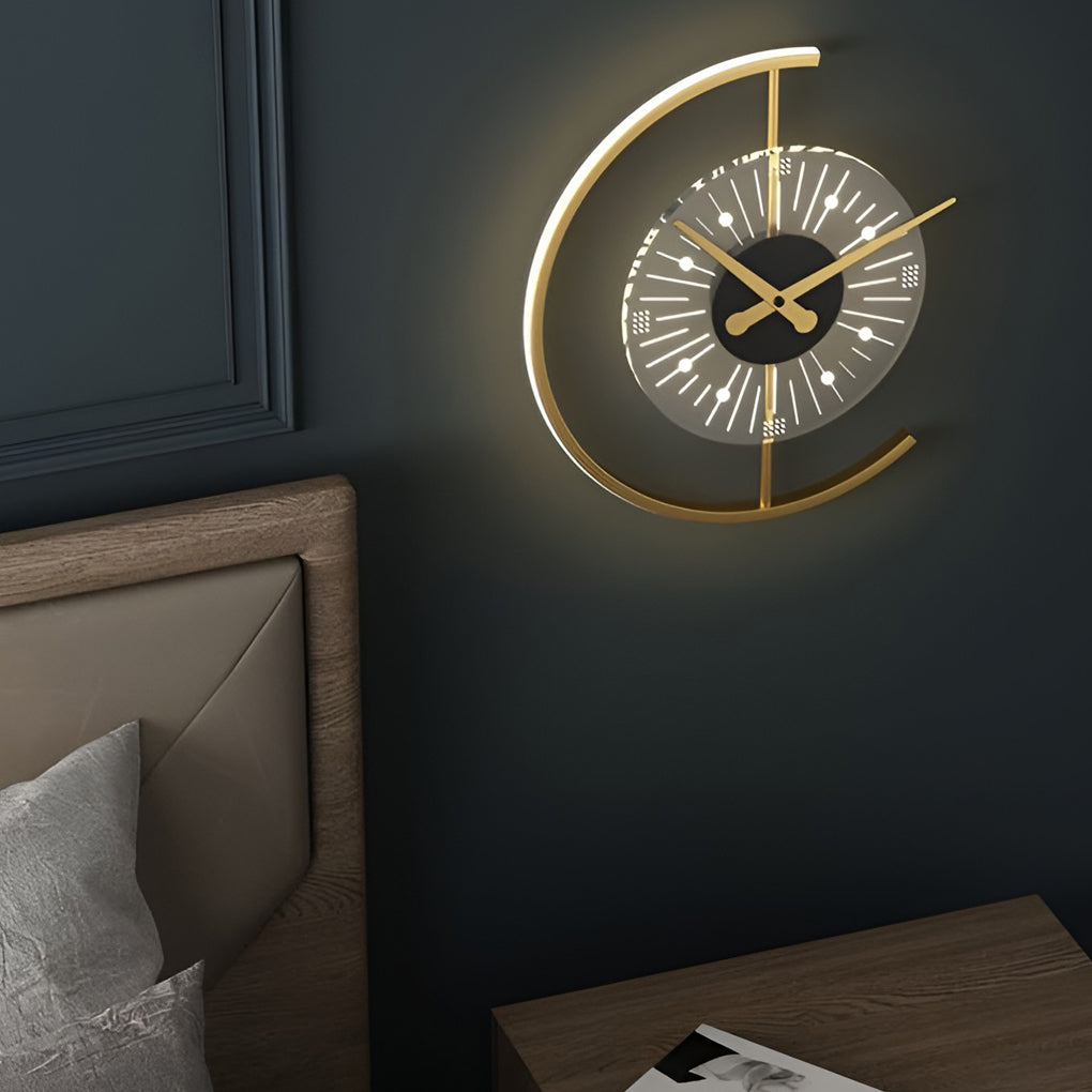 Modern Clock-Shaped LED Wall Sconce - Aluminum & Iron Finish