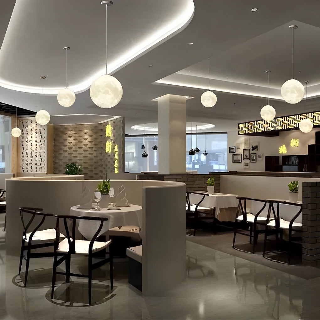 3D Moon Pendant Light Modern Nordic Spherical Hanging Lamp