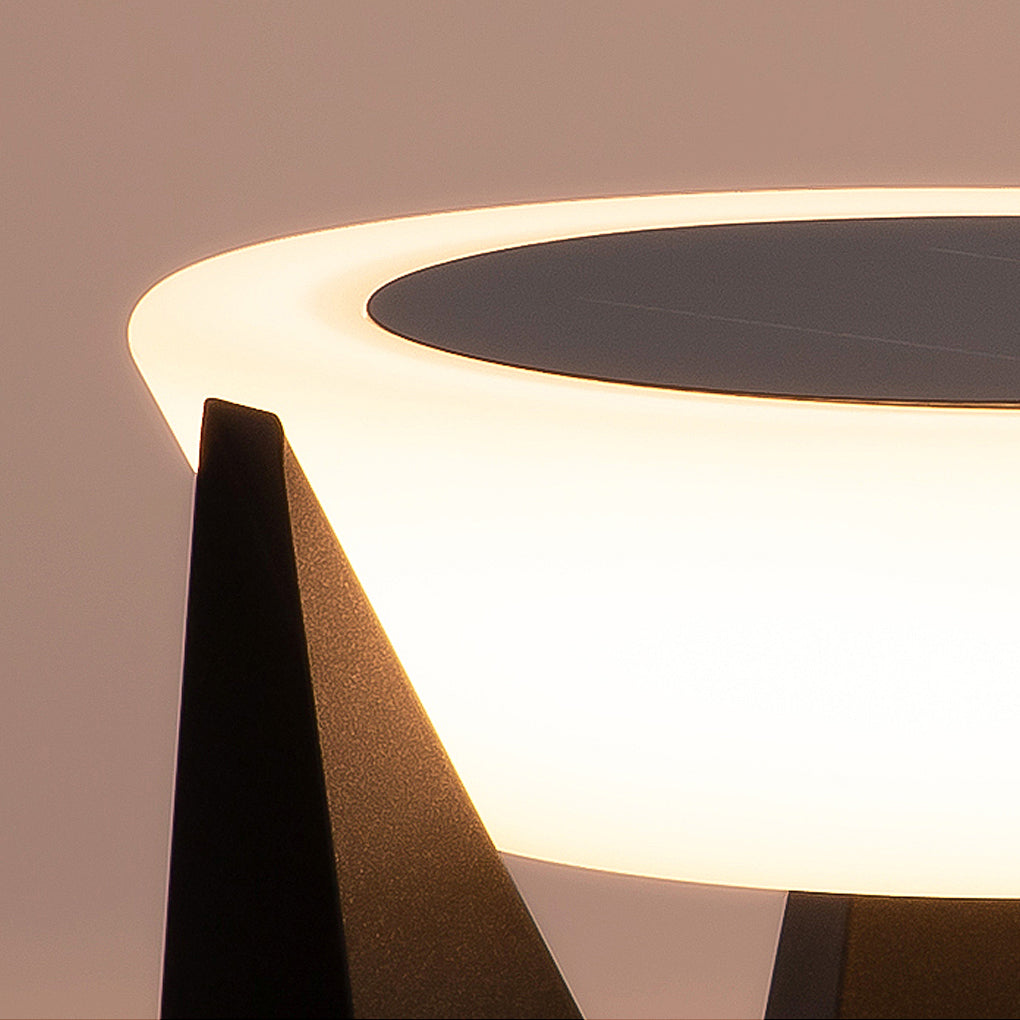 Solar LED Outdoor Post Light - Gray Stainless Steel Pillar Lamp