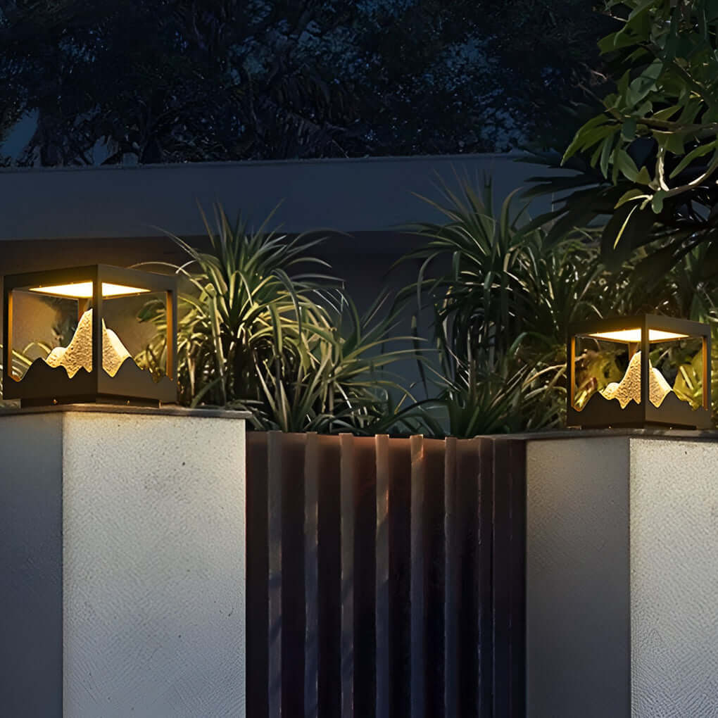 Solar Outdoor Mountain Landscape Post Light Waterproof LED Column