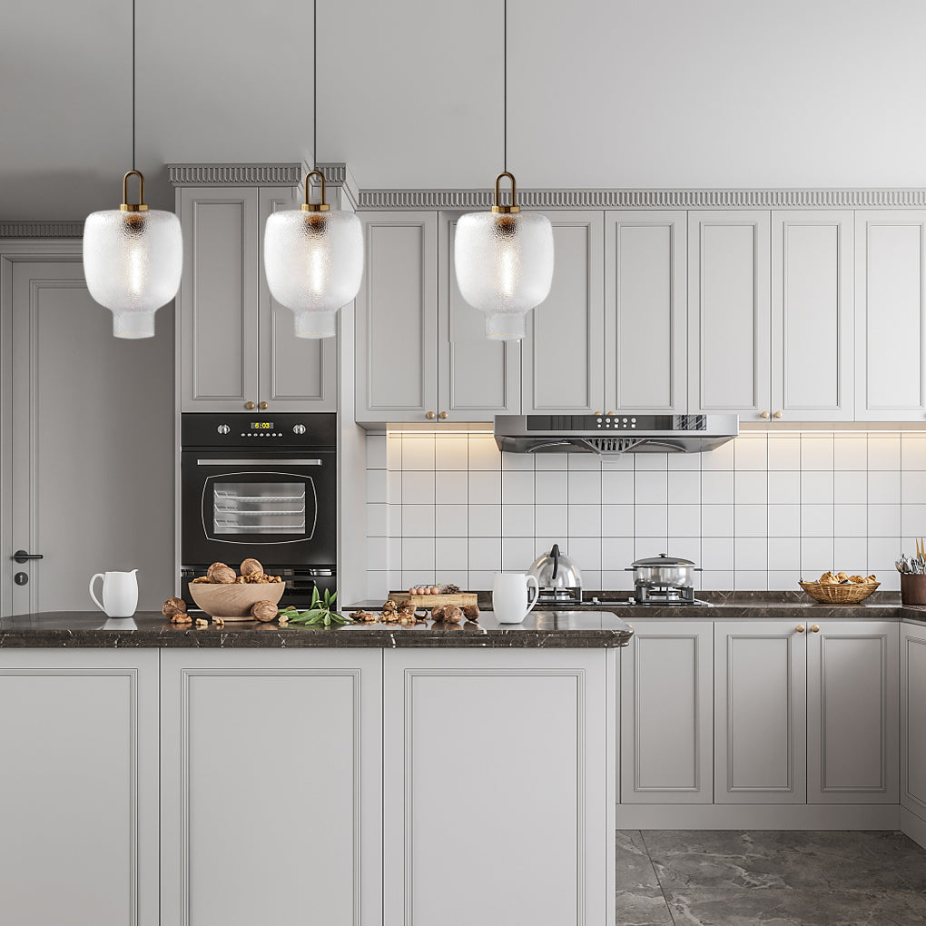 Glass Jar Modern Pendant Light with Copper Finish