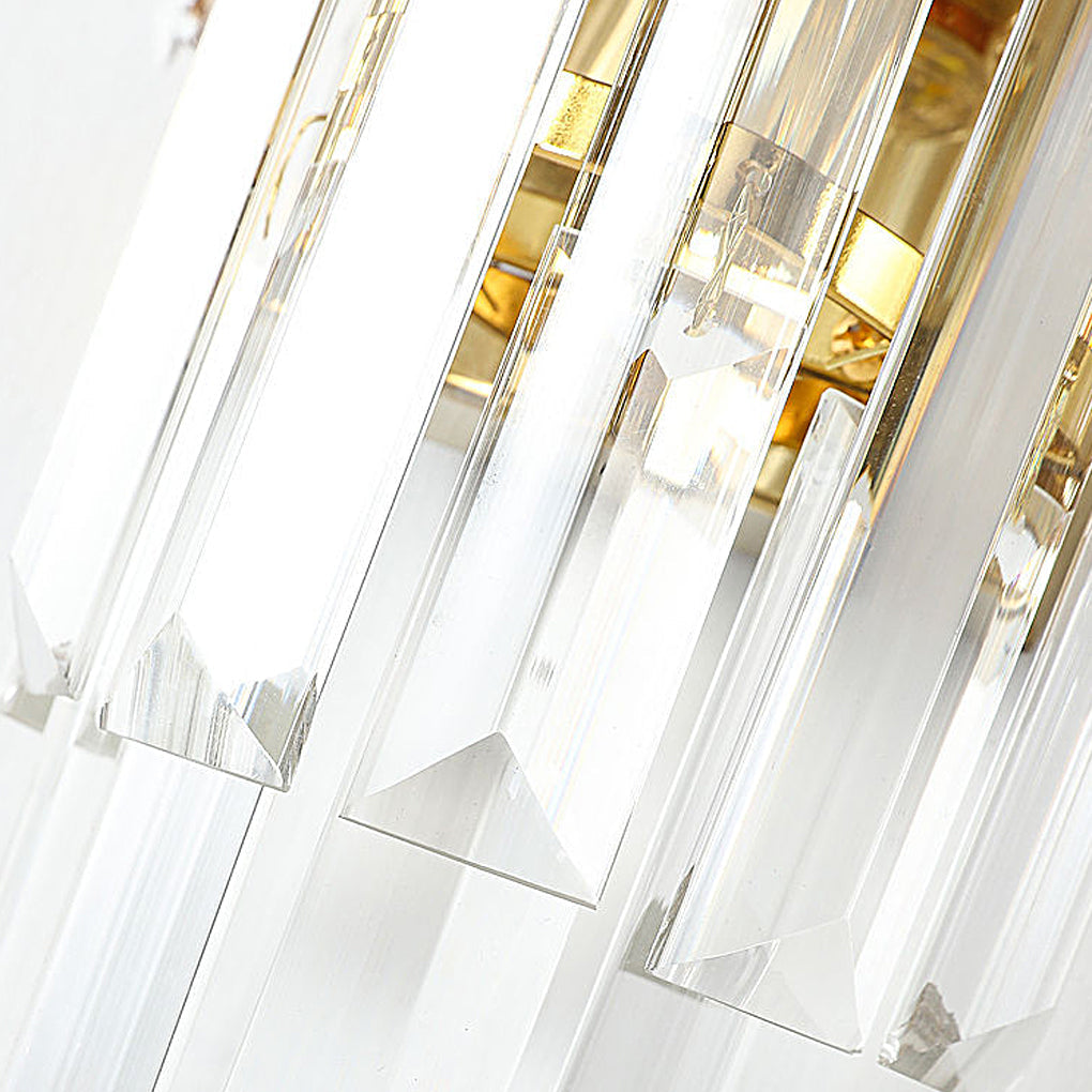 Crystal Metal Wall Sconce with Geometric Design – Gold & Black