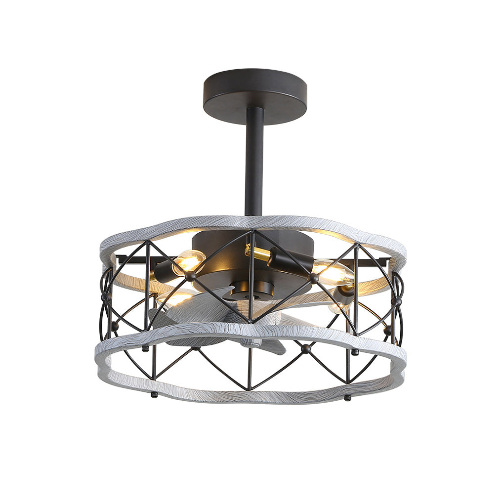 Retro Bladeless Ceiling Fan with Remote & Dimmable LED Light