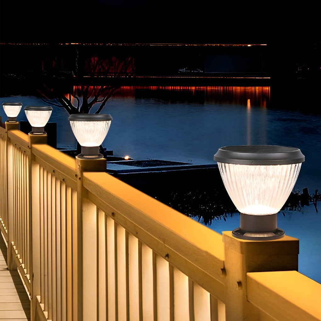 Solar LED Post Cap Light - Modern Aluminum Pillar Light for Outdoor