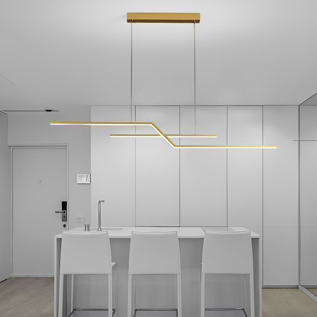 Modern Wave Linear LED Pendant Light with 3-Step Dimming