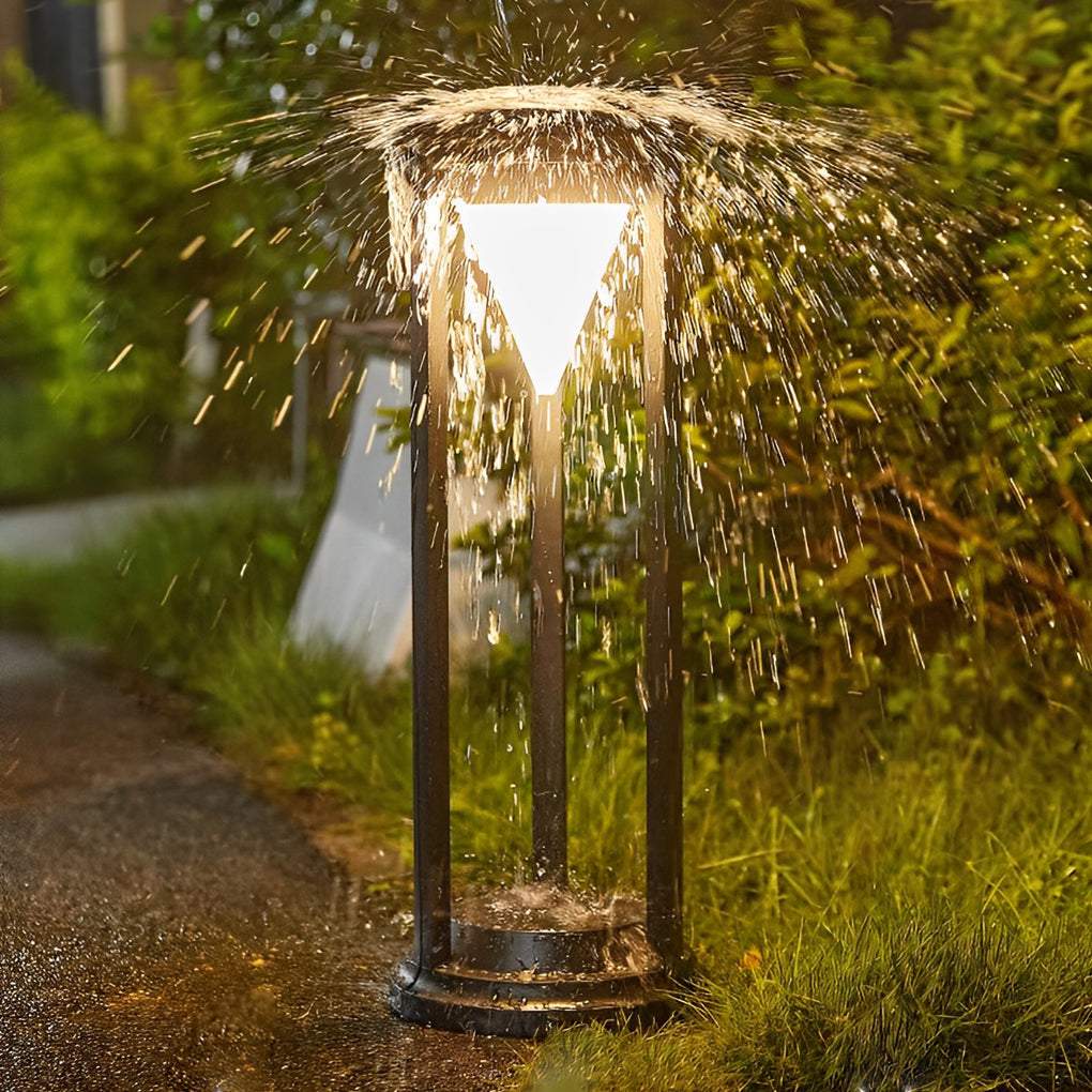 Solar LED Path Light Modern Black Aluminum Adjustable Brightness