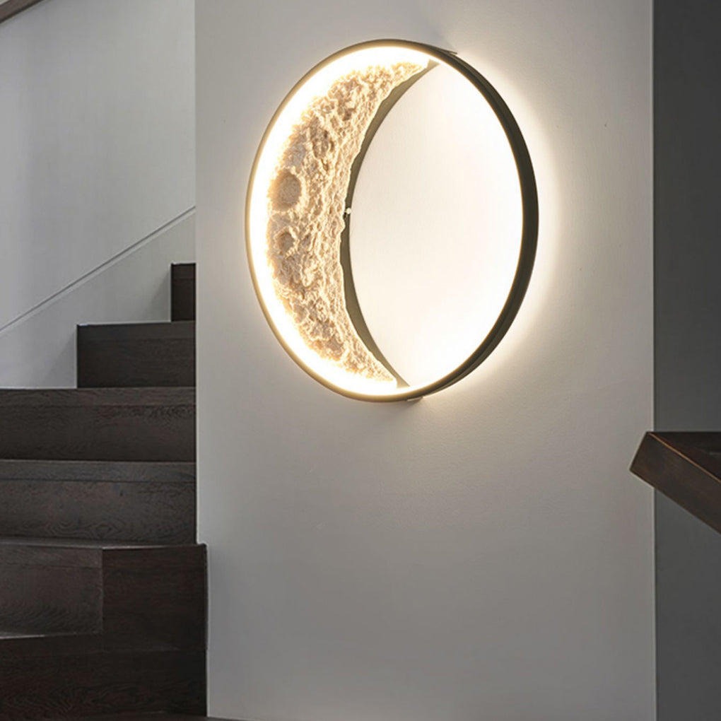Art Deco Moon Crescent LED Outdoor Wall Light